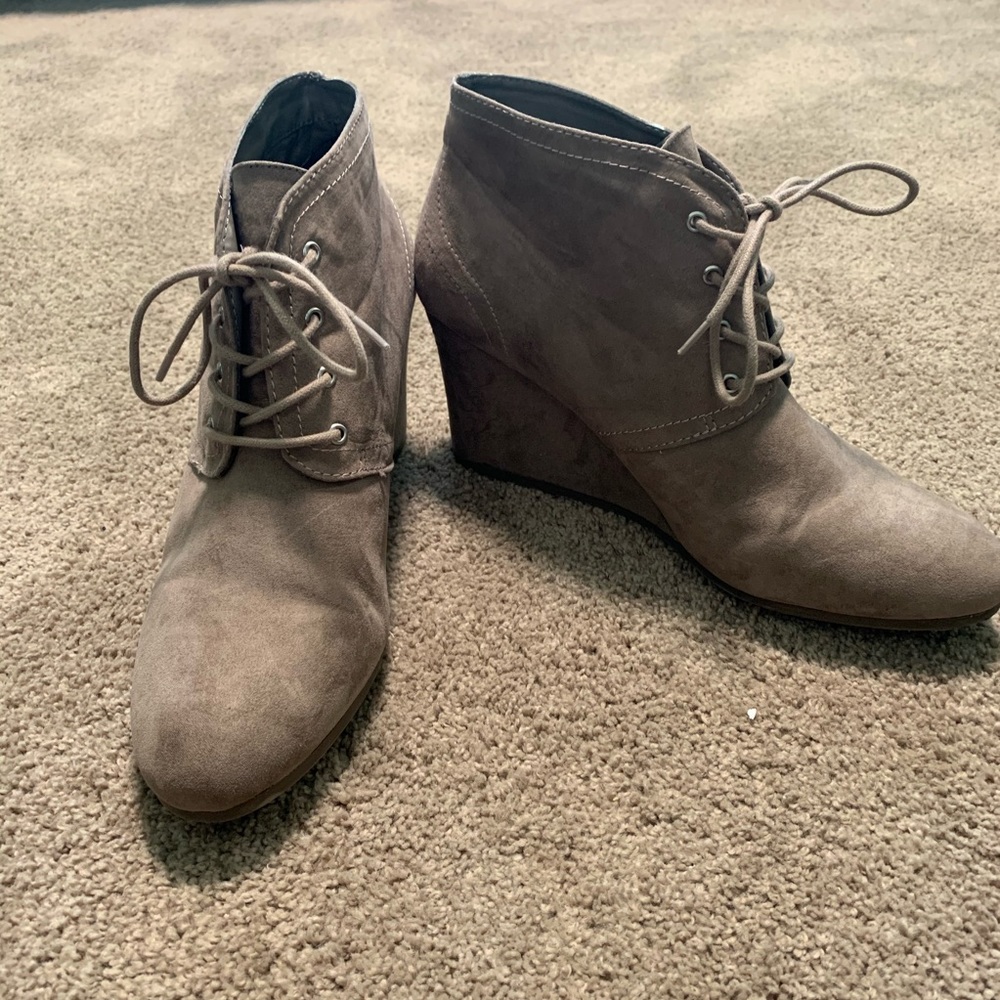 Suede Wedged Booties
